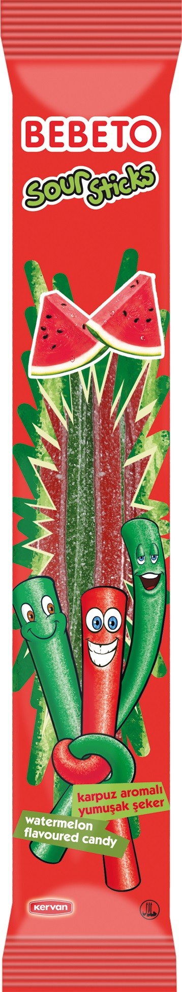 Стики Арбуз. Bebeto жев. Мармелад Sour Sticks со вкус арбуза. 7 Stick Арбузный. Bebeto Sour Stick 35gr. Стики дыня